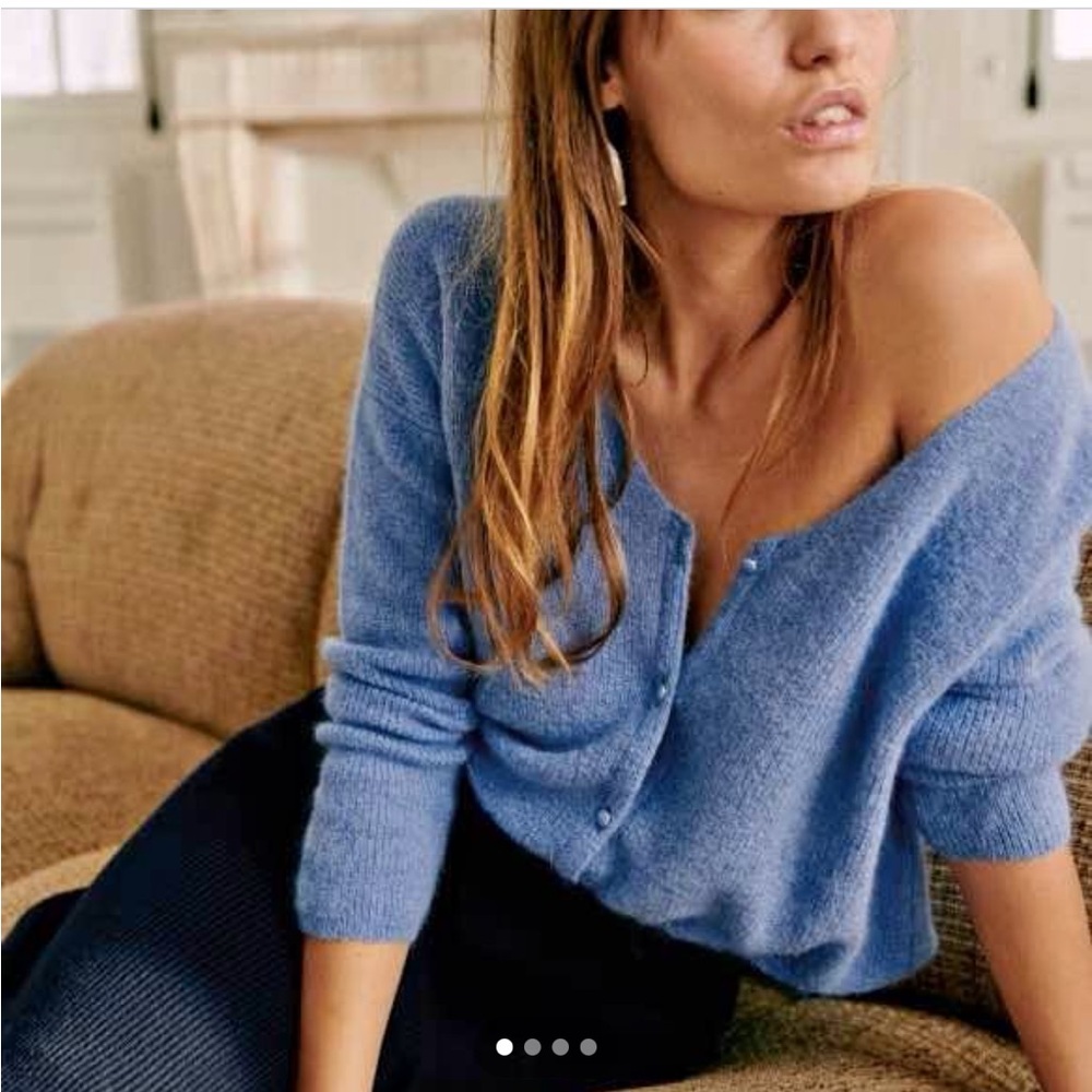 Sezane Barry Cardigan Sweater - Blue